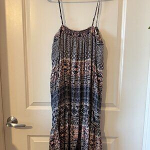 Lucky Brand Boho Print Maxi Dress – XS, Adjustable Straps